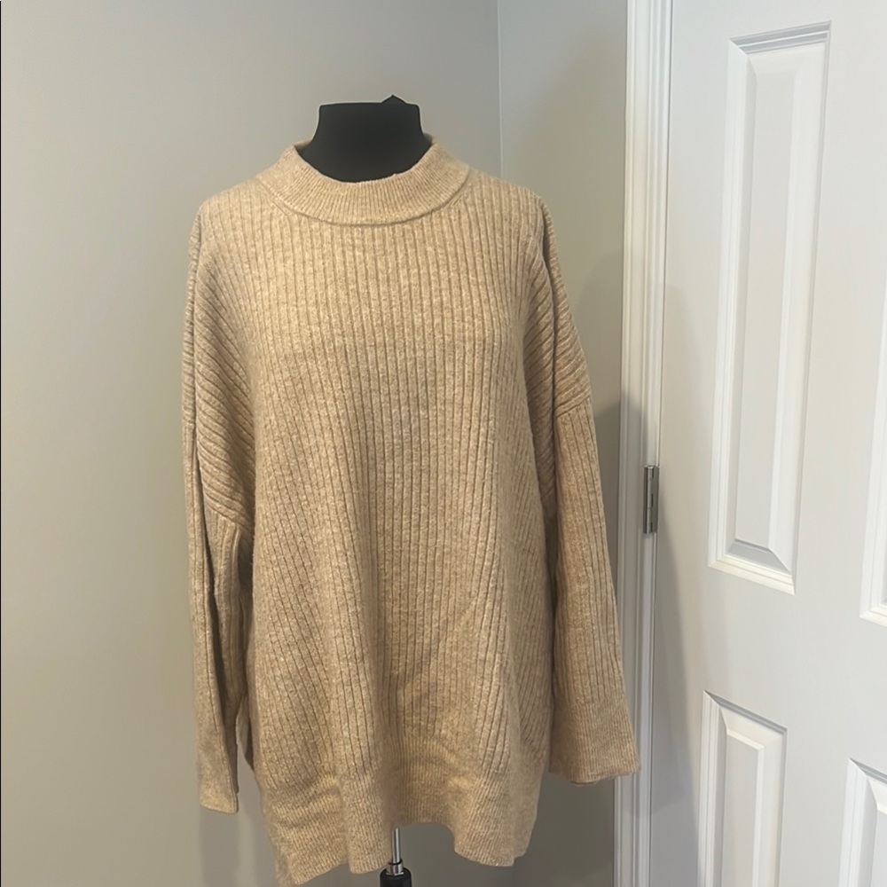 Cozy Beige Ribbed Sweater